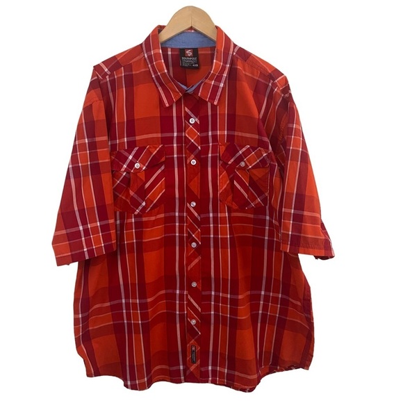 South Pole Plaid Orange Button Down Men’s Shirt Big & Tall Sz 4XB Cotton Blend - Picture 1 of 10